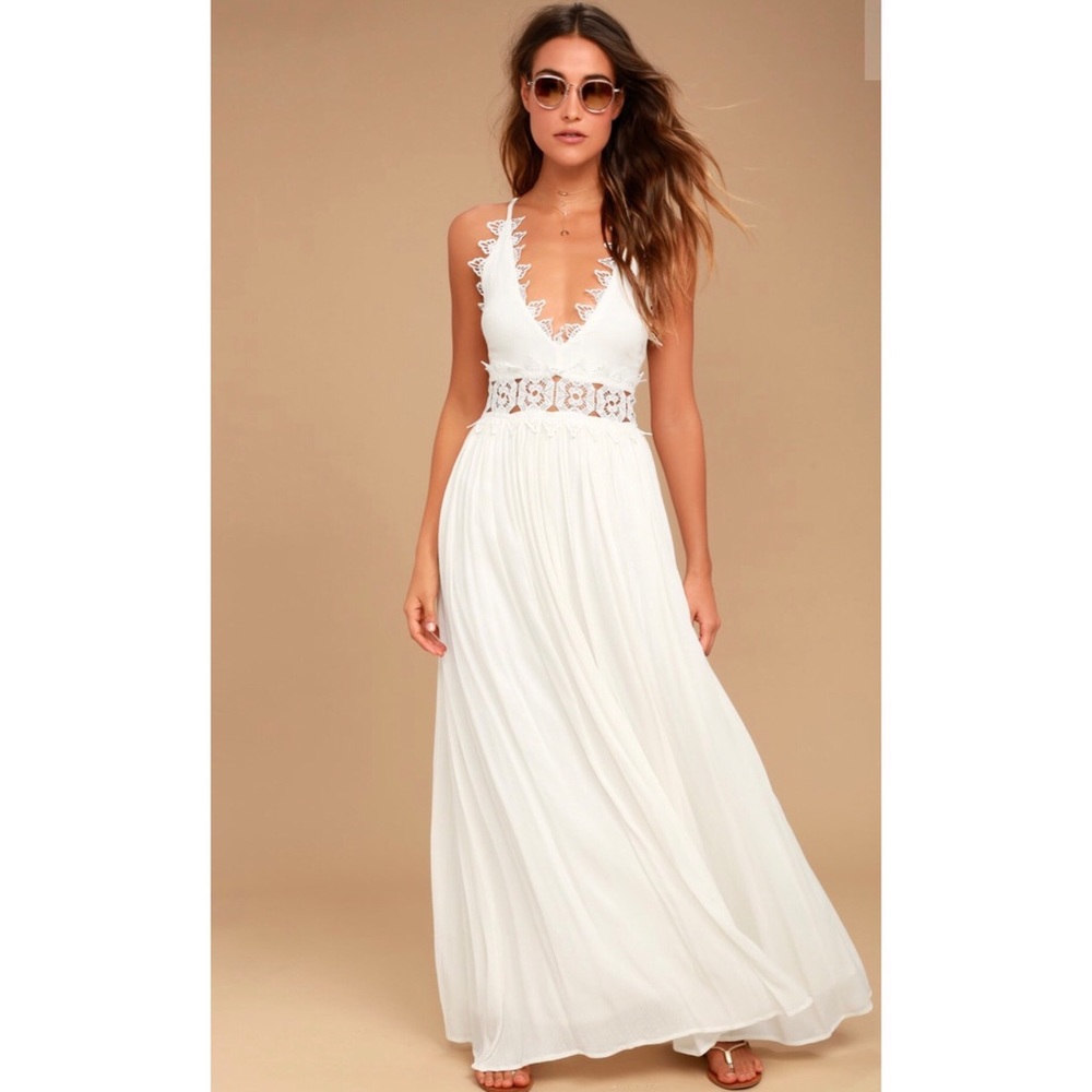 Lulu’s “This is Love” White Lace Dress